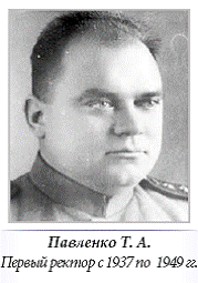 Павленко Т.А. Первый ректор с 1937 по 1949 гг.